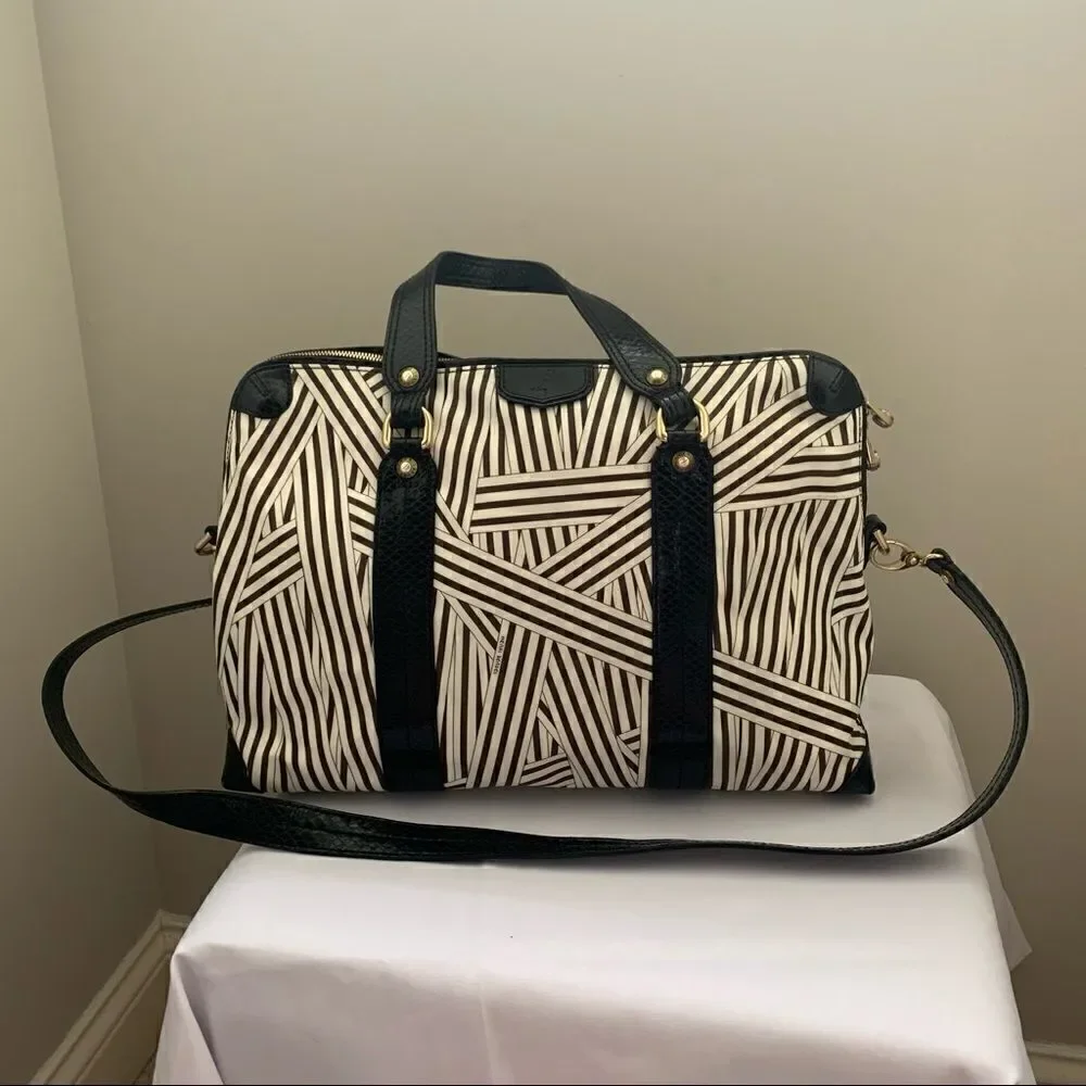 Henri Bendel Disturbed Stripe Laptop Bag/ Briefcase